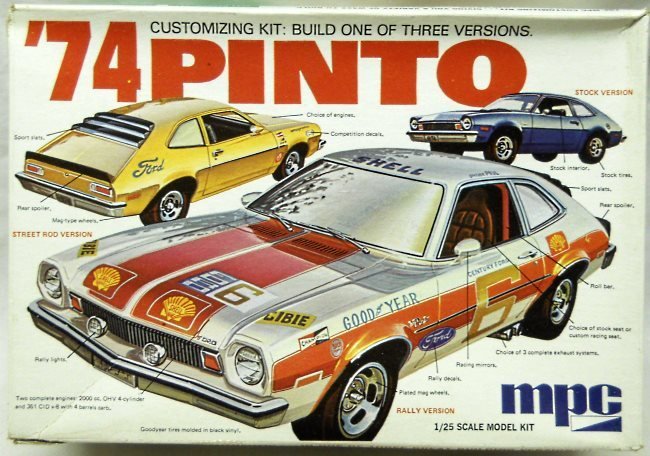 MPC 1/25 1974 Ford Pinto Customizing Kit - Stock / Street Rod / Rally Version, 1-7412-250 plastic model kit